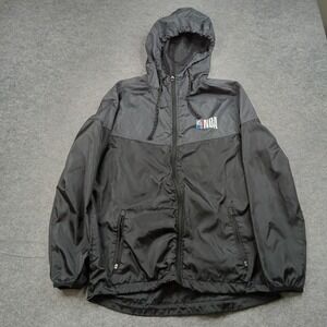 NBA Jacket Mens Small Black Gray NBA Basketball Hooded Full Zip Windbreaker‎